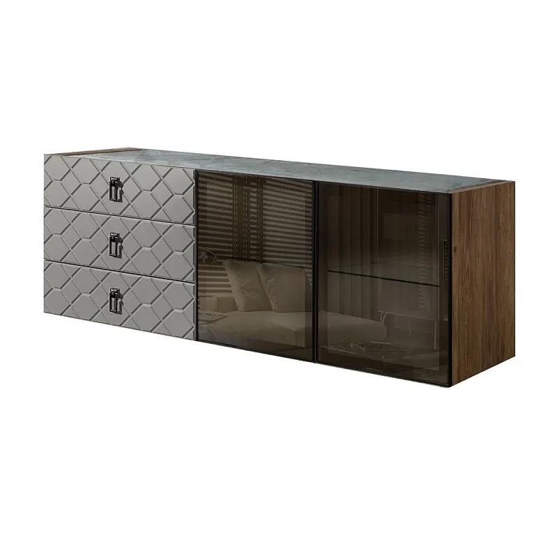 Комод 1.6м Bogemia Woodline Fly Fa (Серый) (Novabuk/Черный) БМКМ-4[5]