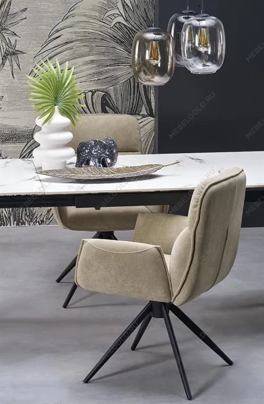 Стол обеденный Halmar FELIX раскладной (белый мрамор/черный) | изображение 13