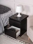 Тумба прикроватная Кастор, 2 ящика, 40х37х49 см, черно-коричневая, дуб венге | изображение 8