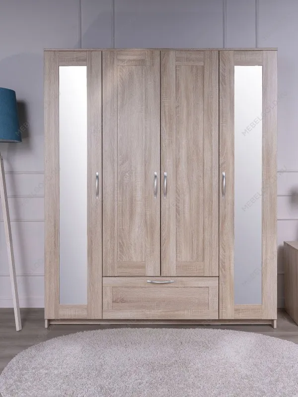 Шкаф Сириус, 4 двери и 1 ящик с зеркалами, 156х50х190 см, дуб сонома | изображение 4