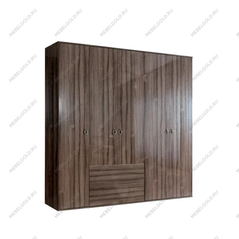 Шкаф 5-ти дверный с ящиками Римини (Орех империя/Серебро) РМШ2/51