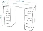 ИНГАР стол письменный ИКЕА / IKEA 2/88 140x106x55, дуб беленый/белый | изображение 3