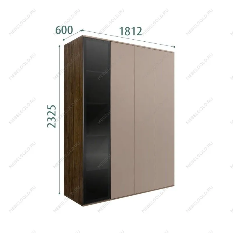 Шкаф 4-х дв. Bogemia Woodline Air (Мокка/Черный) БМШ2/4(1)