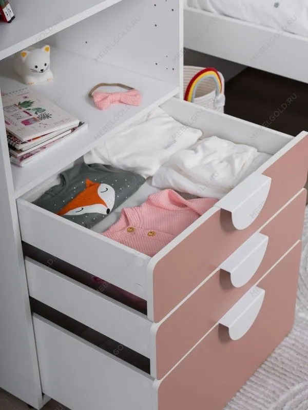 Стеллаж Пикси, с тремя выдвижными ящиками 60x57x120, мечтательный пион | изображение 5