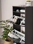 Обувница Сириус с 3 откидными ящиками, 60 х 25 х143 см, ЛДСП, дуб венге, черно-коричневая | изображение 3