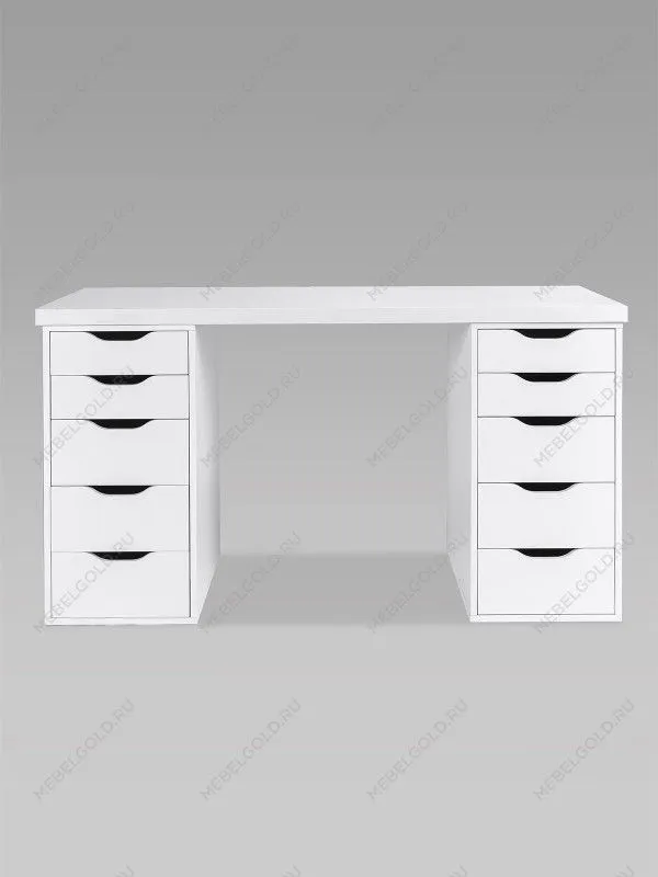 Стол письменный Ингар, 10 ящиков, 140х75х55 см, белый | изображение 7