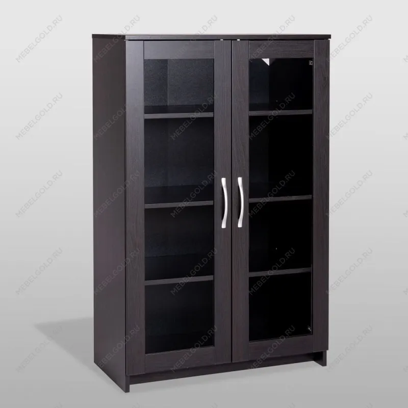 Тумба Сириус, 2 двери со стеклом, 78х41х124 см, дуб венге, черно-коричневая | изображение 8