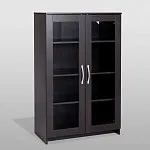 Тумба Сириус, 2 двери со стеклом, 78х41х124 см, дуб венге, черно-коричневая | изображение 8