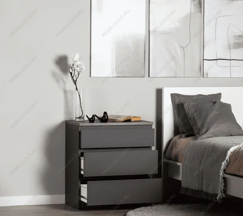 КАСТОР (KULLEN) комод ИКЕА / IKEA комод 3 ящика серый | изображение 3