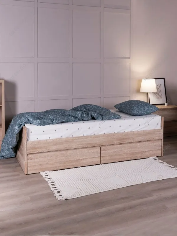 Кровать раздвижная Сириус, с ящиками, 80х200/160х200 см, бежевая, дуб сонома | изображение 2