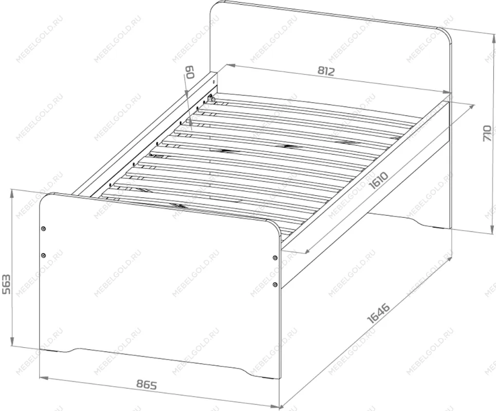ПИКСИ кровать 80x160, робкий подснежник | изображение 3