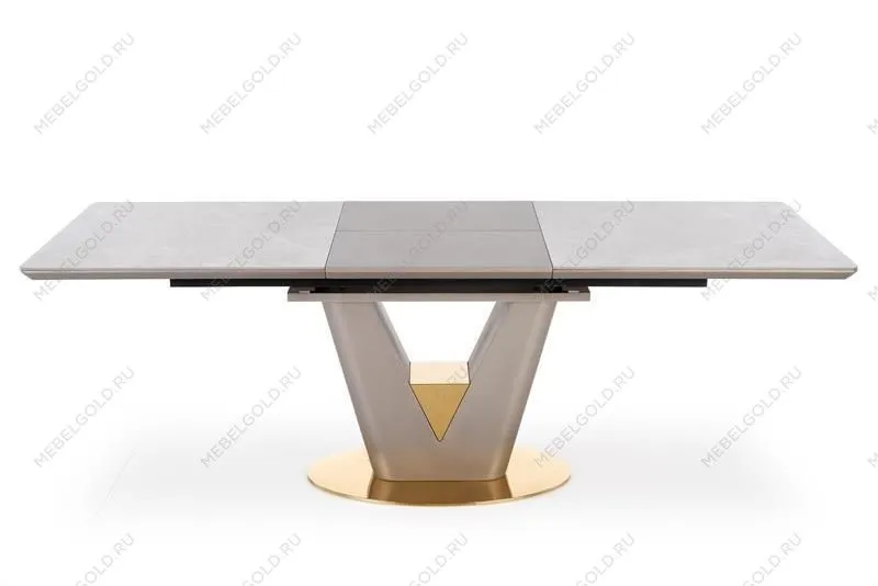 Стол обеденный Halmar VALENTINO 160 раскладной (светло-серый/золотой) | изображение 1
