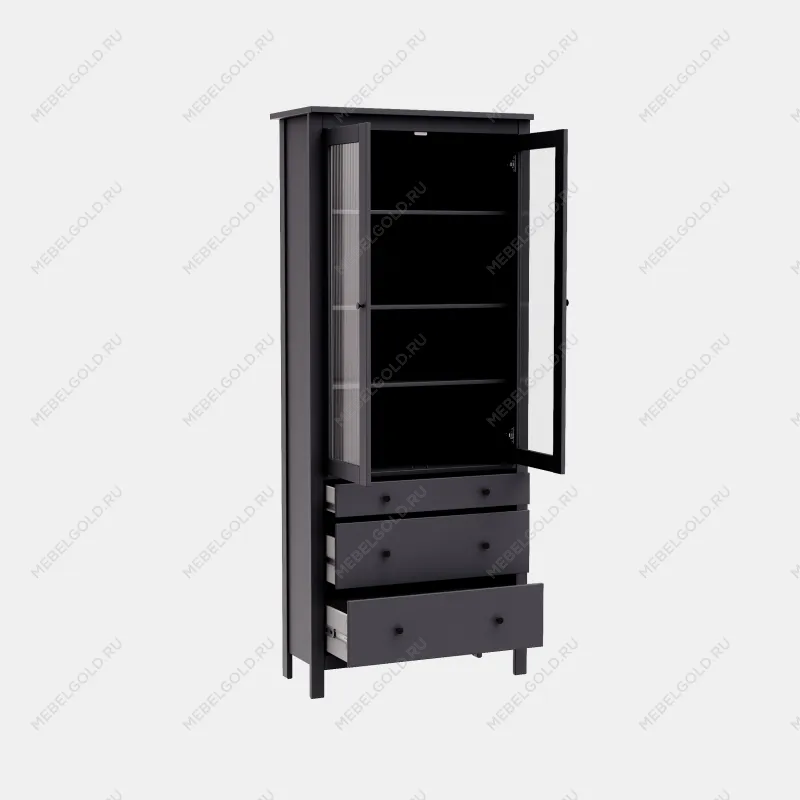 САГА шкаф с витриной 90 МОРУ серый | изображение 1