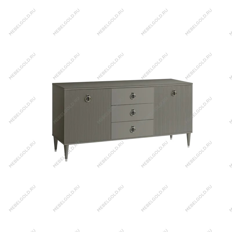 Комод для гостиной 1.6м Римини СОЛО (Серый/Серебро) РМКМ-4(s)