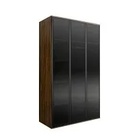 Шкаф 3-х дв. (3 двери стекло) Bogemia Woodline Air (Wood/Черный) БМШ2/3(3)