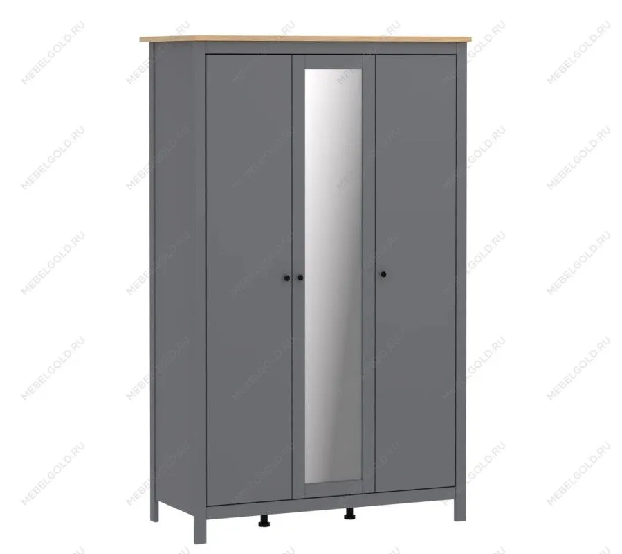 САГА шкаф 3 двери с зеркалом серый/ясень | изображение 2