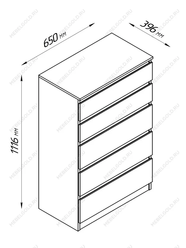 Комод Кастор, 5 ящиков, 65х40х112 см, белый | изображение 18
