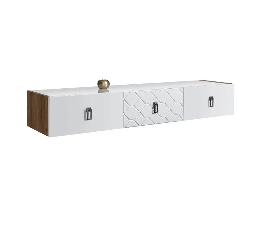 Тумба телевизионная 1.6м Bogemia Woodline Fly Fa (Белый) (Lakobel/Хром) БМТ-1[10]