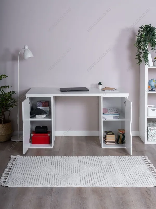 Стол письменный Ингар, с двумя дверцами, 140x75x55, белый | изображение 2