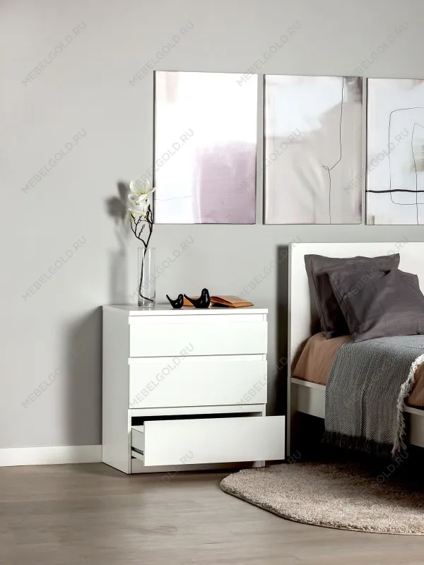 Комод Кастор, 3 ящика, 65х40х71 см, белый | изображение 1