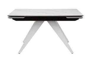 Стол Невада керамика (1400*800+300+300/керамика Gilf white/подстолье черный/ноги белый)