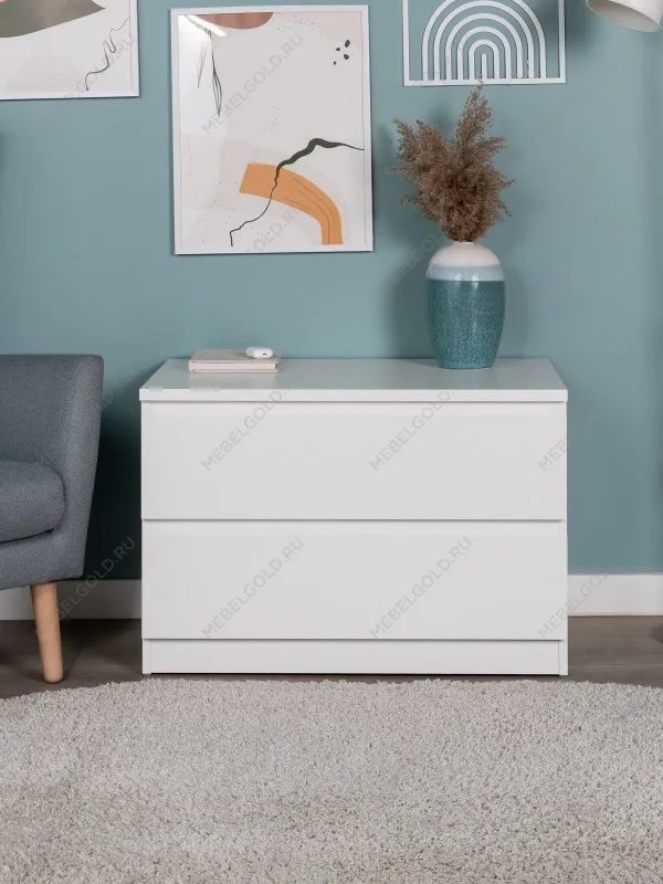 Комод Мальта, 2 ящика, с доводчиками, 80х48х54 см, белый | изображение 1