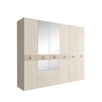 Шкаф 6-ти дверный с зеркалами, с ящиками, Bogemia Fillini (Слоновая кость/Золото) БМШ1/61(Fi)