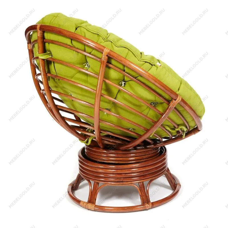 Кресло-качалка Papasan с подушкой Орех, флок олива | изображение 7
