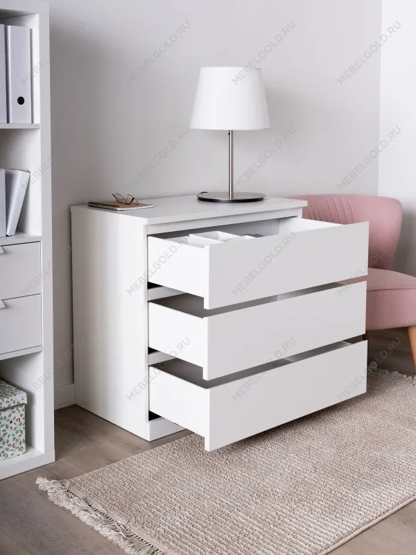 Комод Варма Прайм, 3 ящика, 80х77х48 см, эмаль, белый | изображение 5