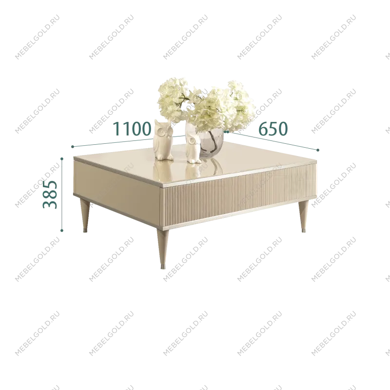 Журнальный столик с ящиком Римини СОЛО (Ваниль/Серебро) РМСТ-2(s)