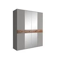 Шкаф 4-х дв. с зеркалами Bogemia Wood Wo (Серый/Золото) БМШ1/4(Wo)