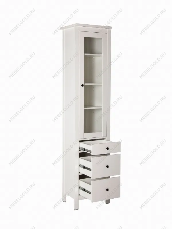 Шкаф с витриной Сага, 50х41х215 см, белый | изображение 15