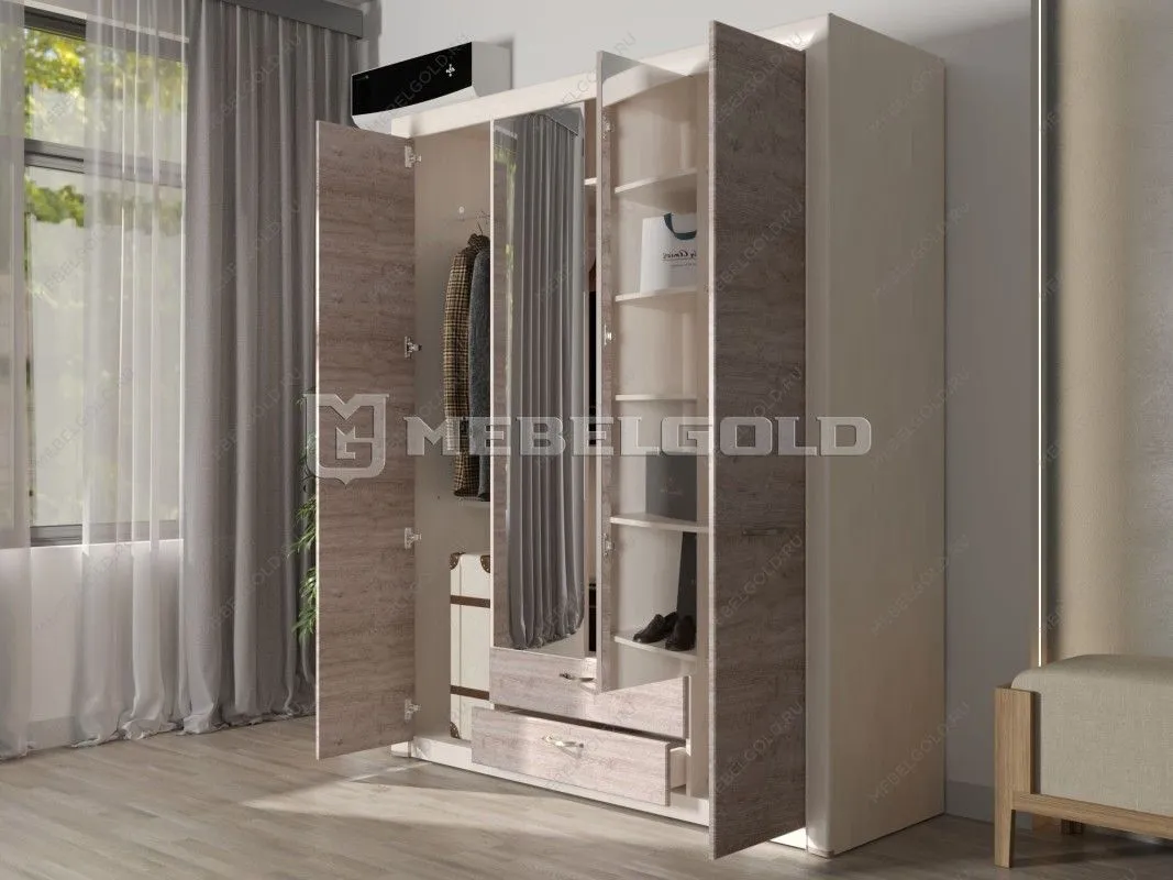 Шкаф 4-створчатый Оливия 4D2S | изображение 3