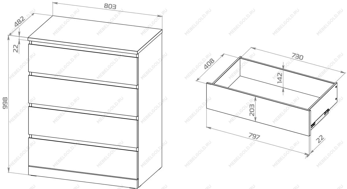Комод Варма Прайм, 4 ящика, 80х100х48 см, шпон натурального дерева, дуб беленый | изображение 12