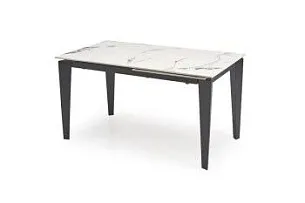 Стол обеденный Halmar FELIX раскладной (белый мрамор/черный)