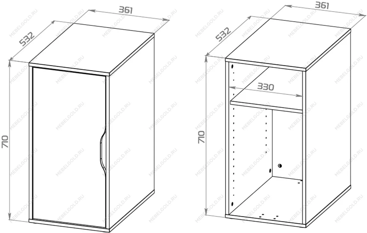 Тумба с дверцей Ингар, 36х71х53 серо-бирюзовая | изображение 10