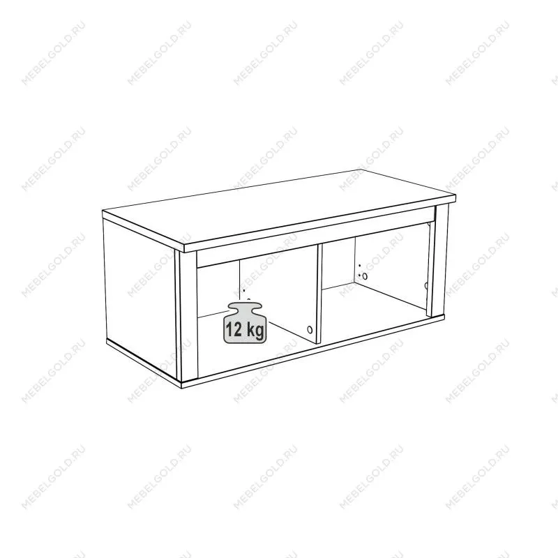 Полка навесная Сага, 2 секции, белая/ясень | изображение 9