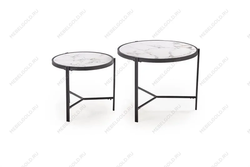 Комплект Halmar FATIMA (2 стола журнальных) (белый мрамор/черный) | изображение 7