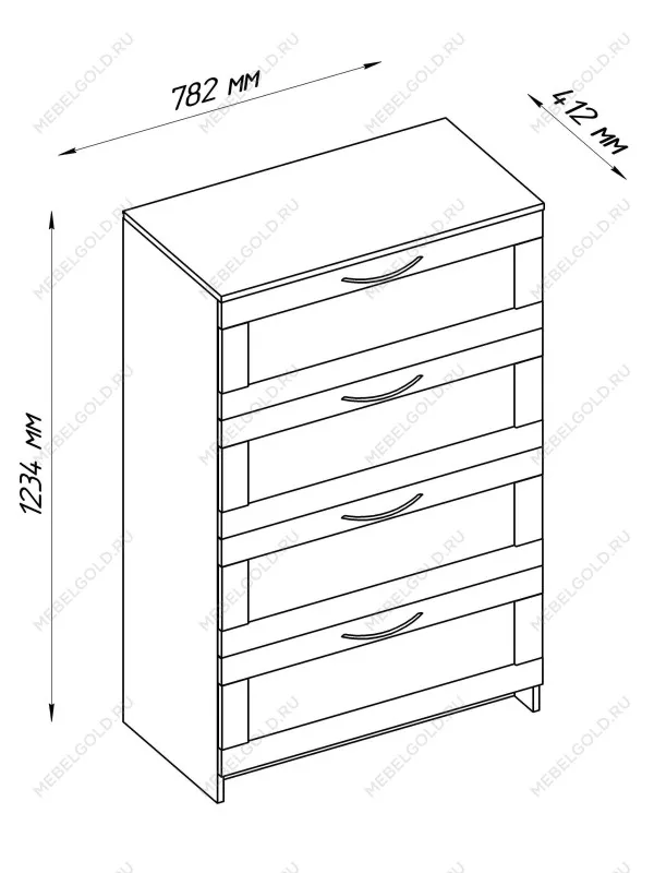 Комод Сириус, 4 ящика, 78х41х123 см, белый | изображение 15