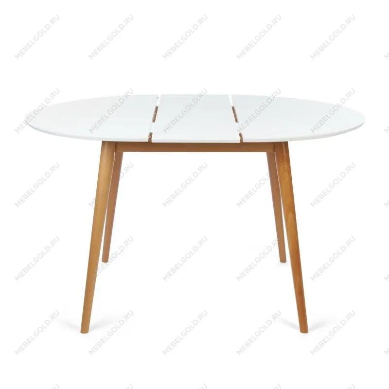Стол круглый раскладной обеденный BOSCO (Боско) Белый+Натуральный (Бук) | изображение 2