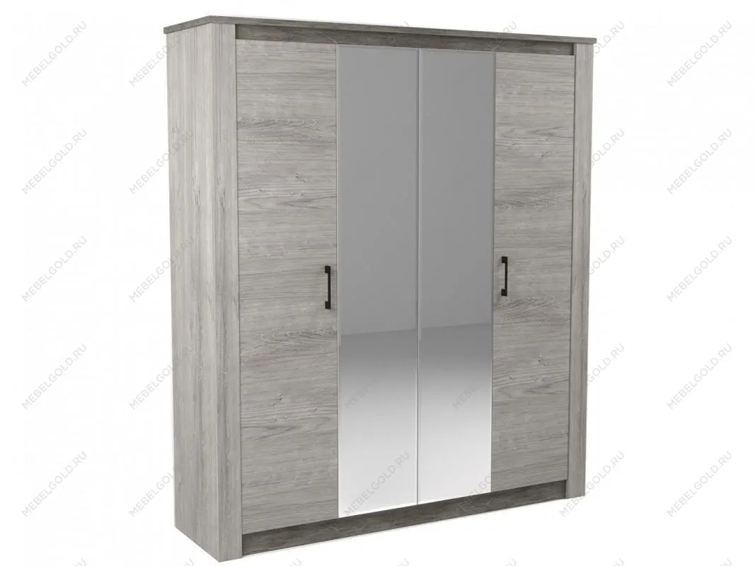 Шкаф 4-х дверный 2300, Денвер (1920*538*2300) Риббек серый, 11726