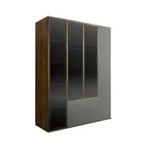 Шкаф 4-х дв. с ящиками Bogemia Woodline Air (Серый/Золото) БМШ2/42(3)