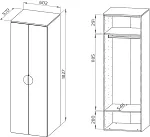 ПИКСИ шкаф распашной с 2 дверьми и полкой 60x57x183, робкий подснежник | изображение 3