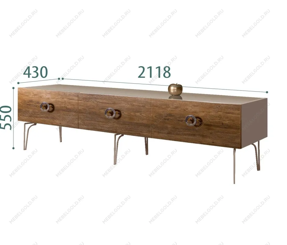 Тумба под телевизор 2.1м Bogemia Wood Fi (Мокка) (Lakobel/Хром) БМТ-2(Wo)