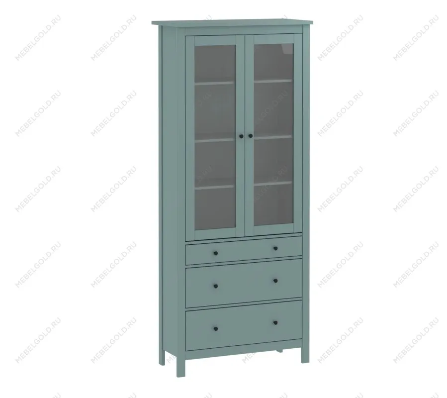 САГА шкаф с витриной 90 темно-бирюзовый | изображение 3