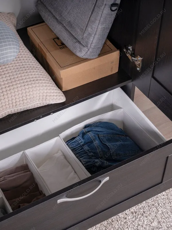 Шкаф Сириус, 2 двери и 1 ящик, 78х50х190 см, черный, дуб венге | изображение 3