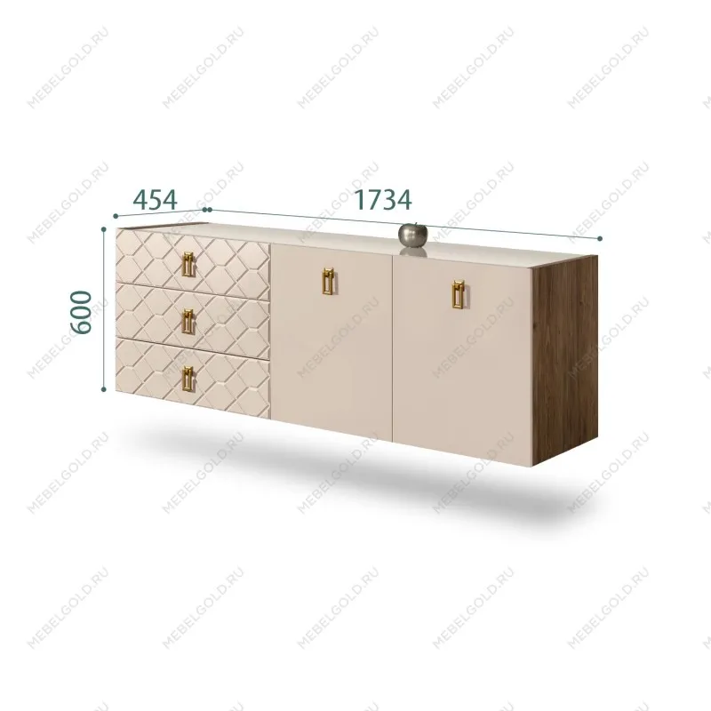 Комод 1.6м Bogemia Woodline Fly Fa (Ваниль) (Lakobel/Золото) БМКМ-4