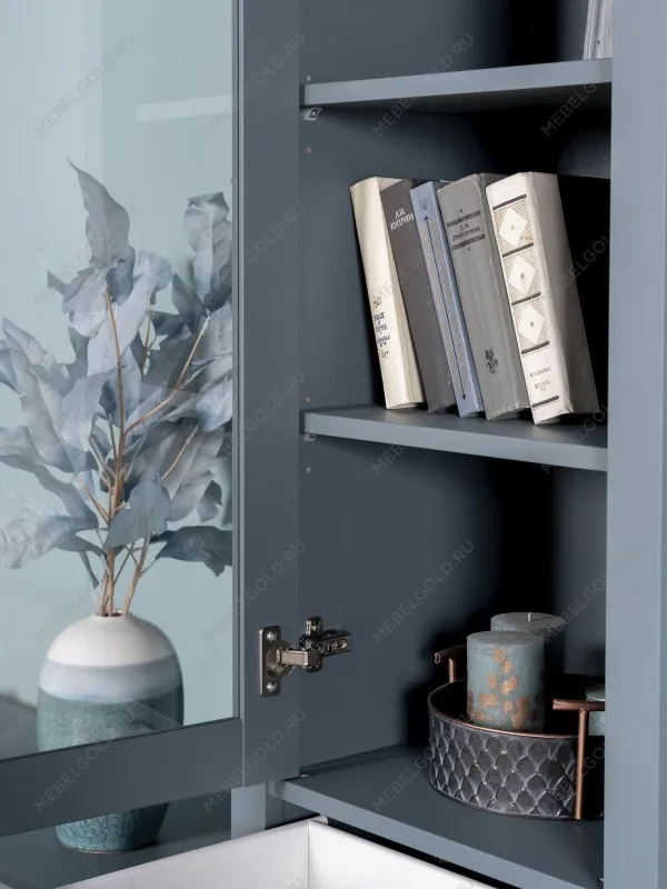 Шкаф с витриной Сага, 50х41х215 см, темно-бирюзовый | изображение 5