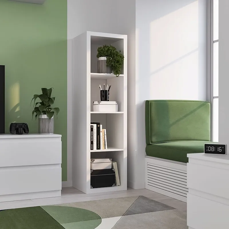 Стеллаж Фора, 4 полки, 147x42х38 см, белый | изображение 4