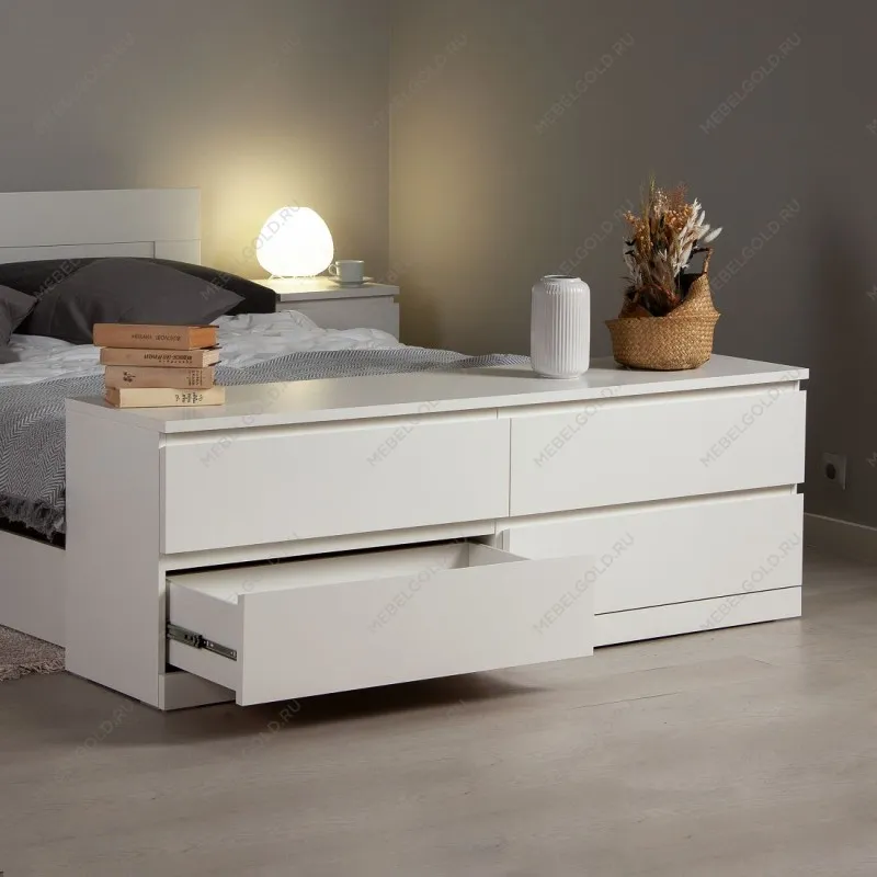 Комод Варма, 4 ящика, горизонтальный, 160х54х40 см, эмаль белая | изображение 2